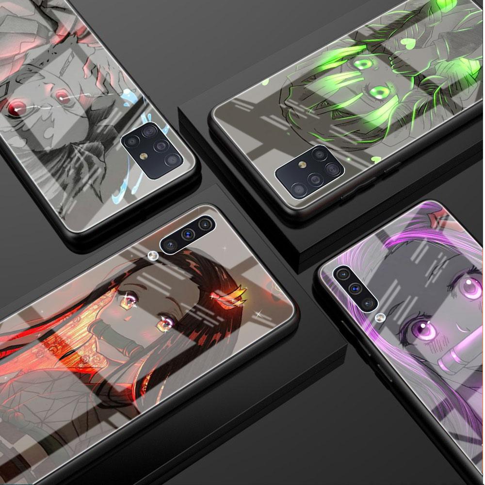 Glashülle für Samsung Galaxy A52 A71 A50 A51 A70 A21s A31 A72 A10 A12 A30 A22 5G Handyhülle Anime Dämon Slayer