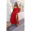 European and American new bohemian sexy off-the-shoulder dress with pleated side split long skirt