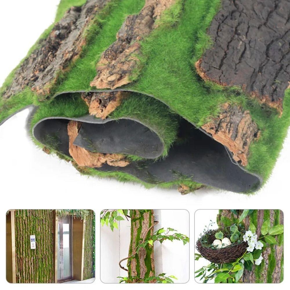 Beautiful Green Plant Bark DIY Water Pipe Pillar Cover Artificial Moss Fake Tree Bark  Office