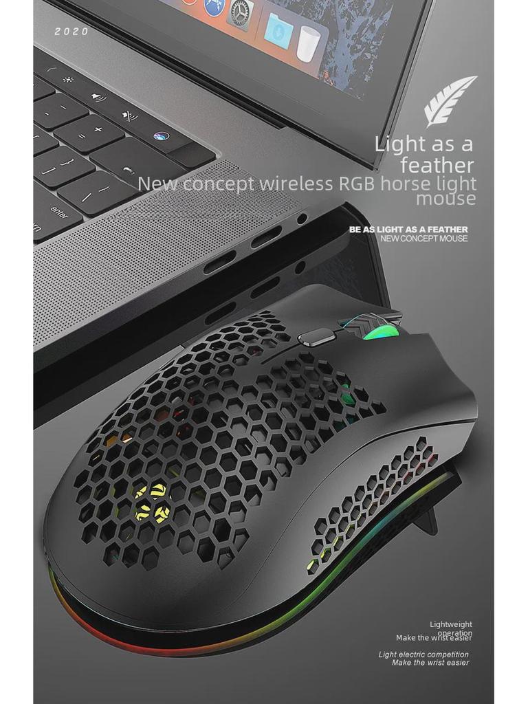 Viper BM600 Wireless RGB Gaming Mouse - Lightweight, Luminous Design for Office & E-Sports