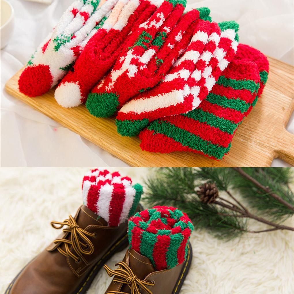 Winter Socks Christmas Stockings Floor Socks Polyester Fiber Socks For Women Girl Gift