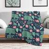 Green Hippo Floral Pattern Throw Blanket Foldable Soft Warm Blanket for Outdoor Use