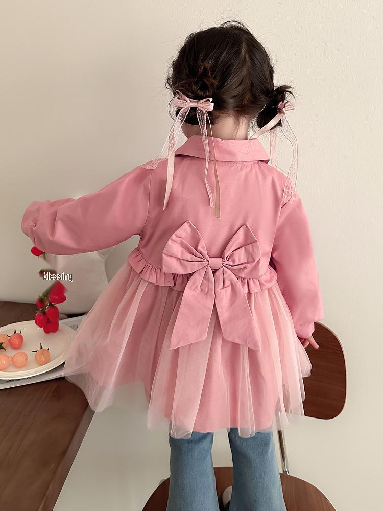 2025 Stilvoller Mädchen-Trenchcoat in mittlerer Länge für Frühling & Herbst