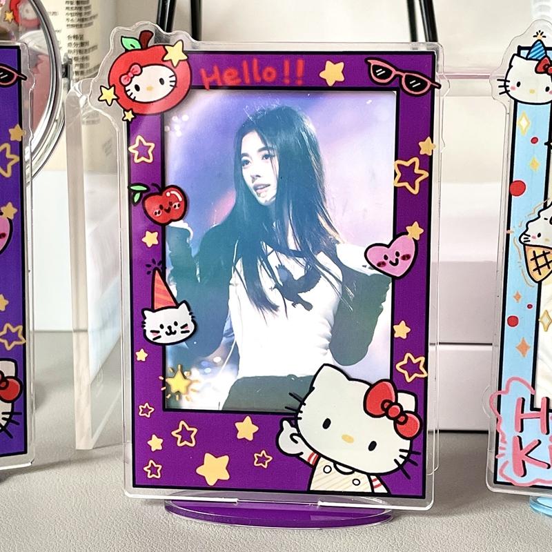 Hello Kitty 3inch Photocard Holder Kpop Card Acrylic Display Stand Cute KT Photo Frame Cartoon Style Photocards Protect Stands