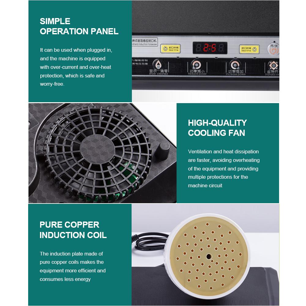 Elektryczna Zgrzewarka Indukcyjna 20-75MM do Zakrętek Plastikowych, Aluminiowych, Folii Aluminiowej, Uszczelki