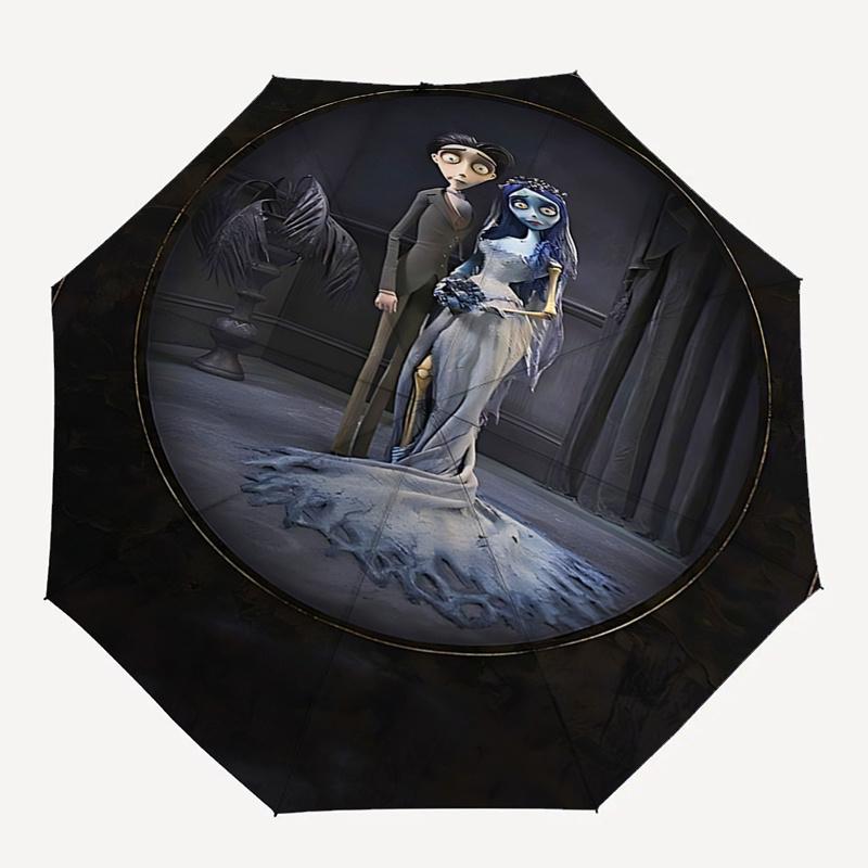 Corpse Bride Automatic Opening Umbrella: Portable 3 Fold Design with 8 Bone Iron Frame, Perfect Gift for Fans and Travelers0145b