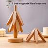 4ks stojan na stromeček, dřevěné trivety, dekorativní proti opaření, žáruvzdorná podložka na stůl, podložka pod pohár, dřevěné prostírání, květináč