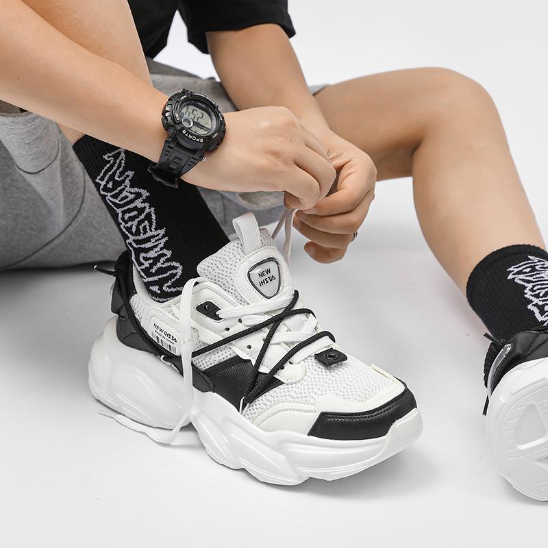 INS Hot Sales Chunky Sneakers Women Thick Sole Jogging Sports Shoes Men Mesh Breathable Platform Dads Shoes Male Walking Shoes