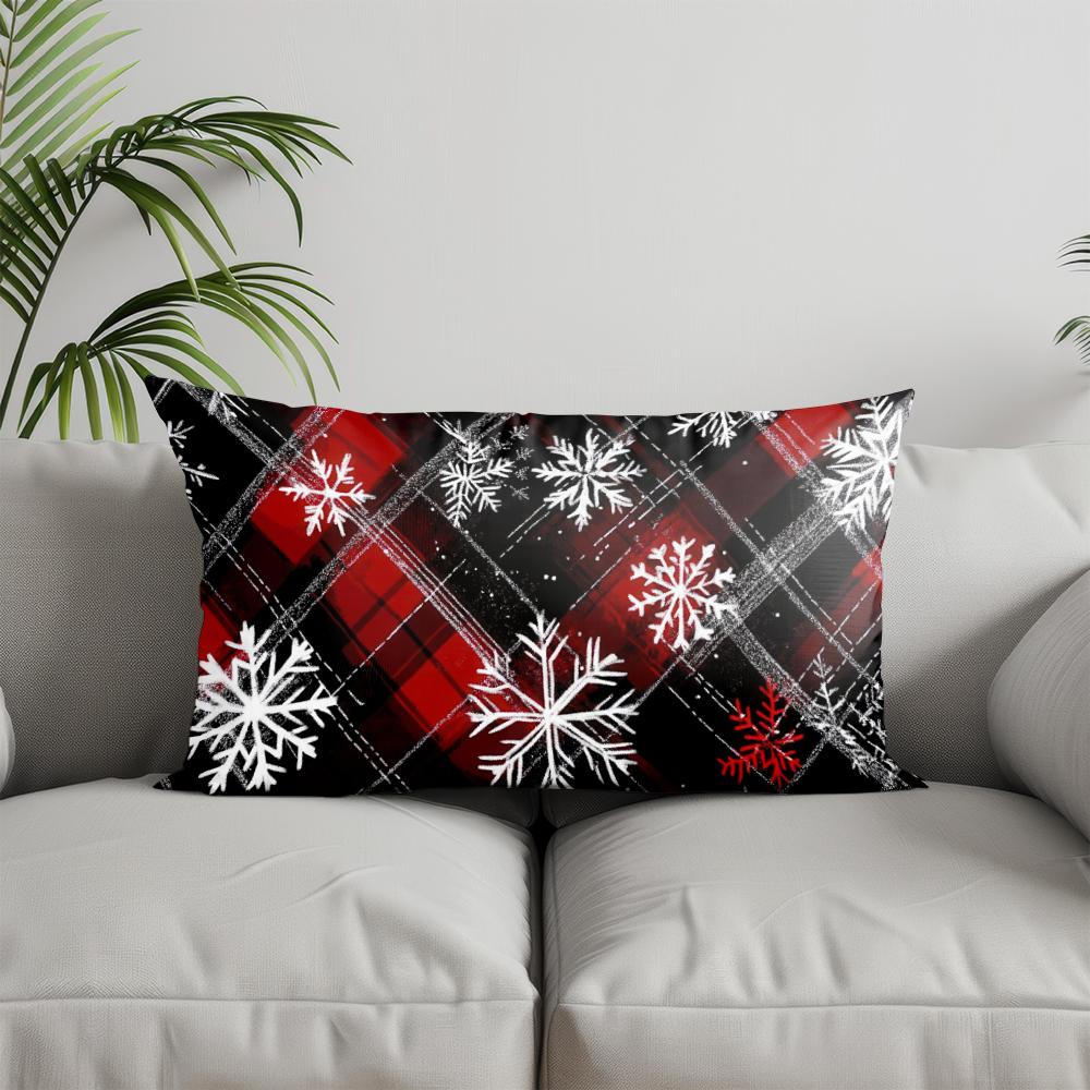 Home Decor Christmas Red Pillow with Ornaments Suitable For Sofa Bedroom Car Pillow Cover Cushion Rectangular Back Cushion