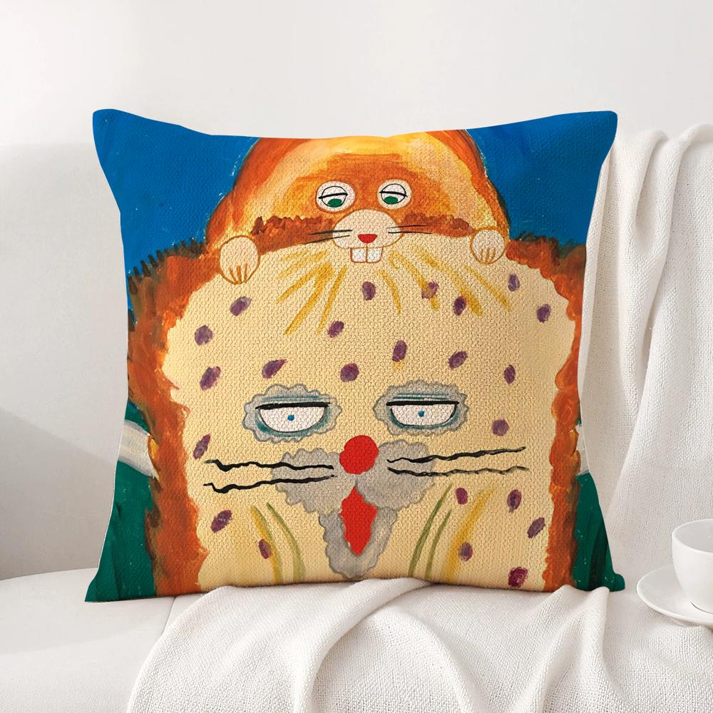 Book BBread Thief Cute Cushion Cover Natural Linen Organic Fabric DoubleSided Printing Sofa Home Decor Breathable Bed Pillow