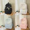 Nylon Casual Travel Backpack For Teens With Geometric Pattern And Padded Shoulder Straps