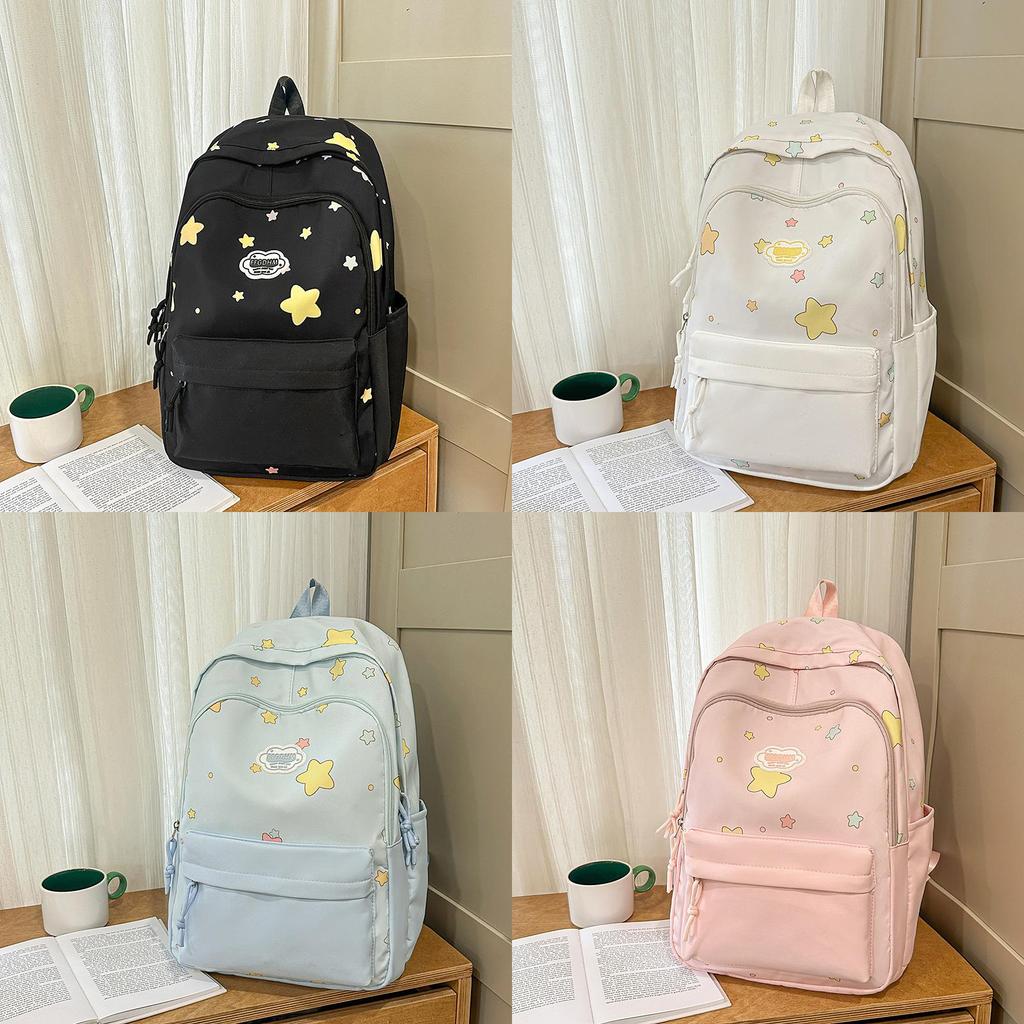 Nylon Casual Travel Backpack For Teens With Geometric Pattern And Padded Shoulder Straps