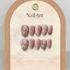 HANDMADE Artificial Nail Misty Rose Cat Eye Short Fake Nail Set With Glue Reusable and Removable Press on nails