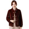 Fengxiao Women's Faux Mink Velvet Stand Collar Coat