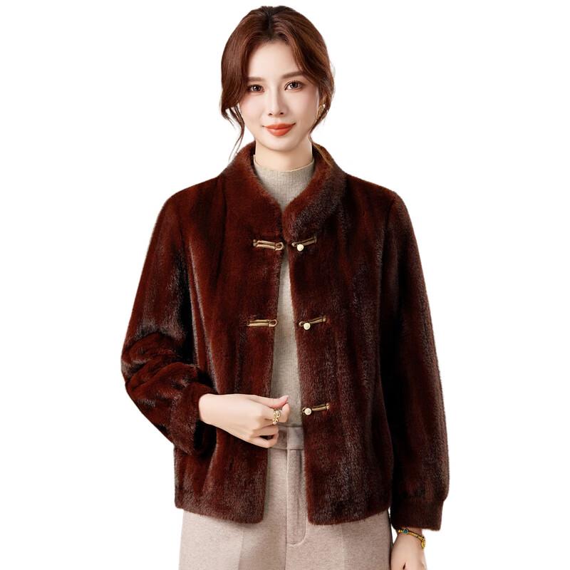 Fengxiao Women's Faux Mink Velvet Stand Collar Coat