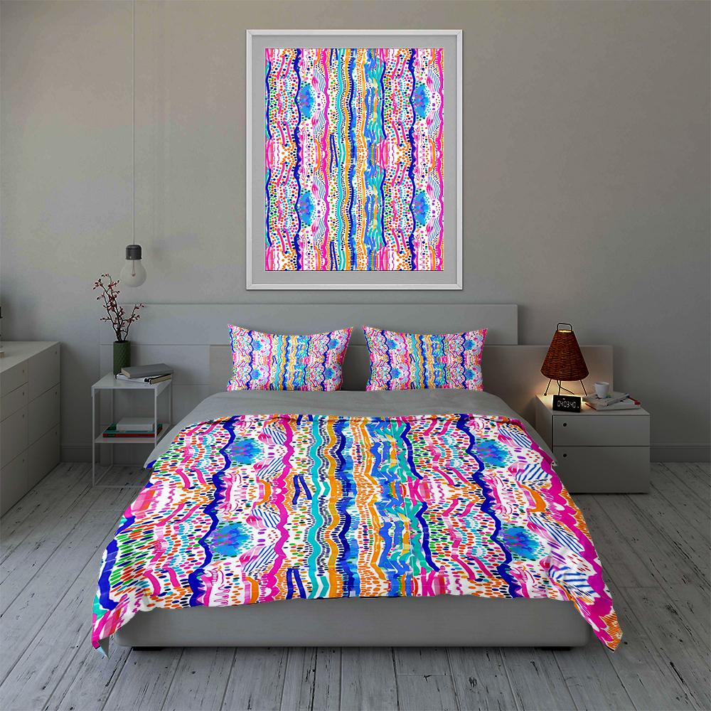 Vibrant, wavy, abstract. Bedding Duvet cover sets Duvet covers Pillowcases gifts (1 * Duvet Cover 2 * Pillowcases, without duvet insert)