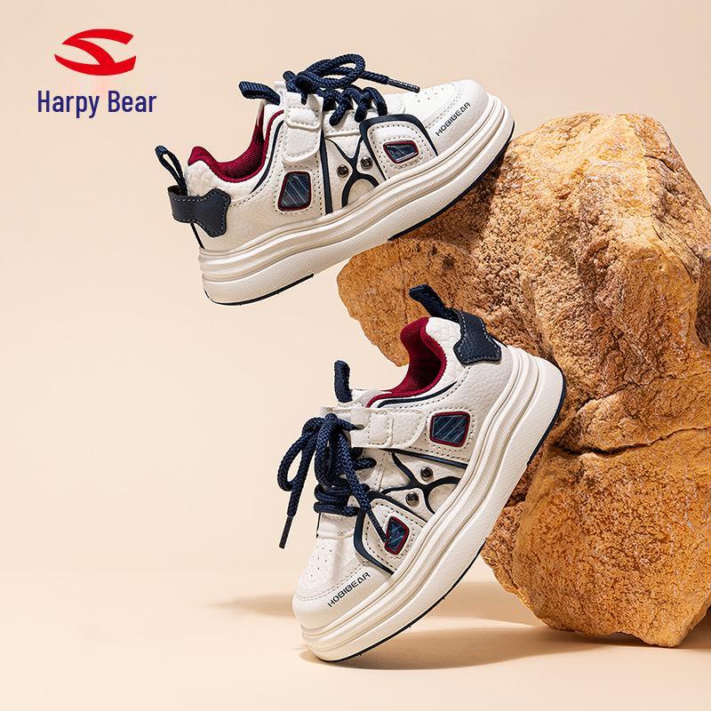 Habi Bear Kids' Spring & Autumn Synthetic Leather Sneakers - Casual Board Shoes for Boys & Girls