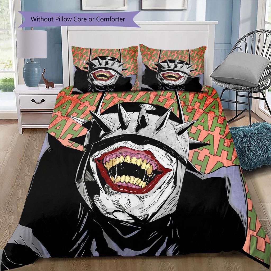 Clown Smile Bedding Set, 1 Duvet Cover & 2 Pillowcases, Suitable for Living Room, Perfect Gift for Movie Fans