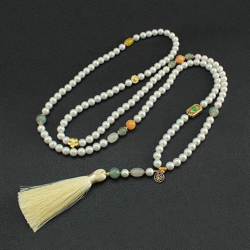 GEMCHIC Women s Vintage Chinese Style Faux Pearl Tassel Necklace New Chinese Style Beaded Long Crossbody Chain Hanfu Ma Mian Skirt Accessory
