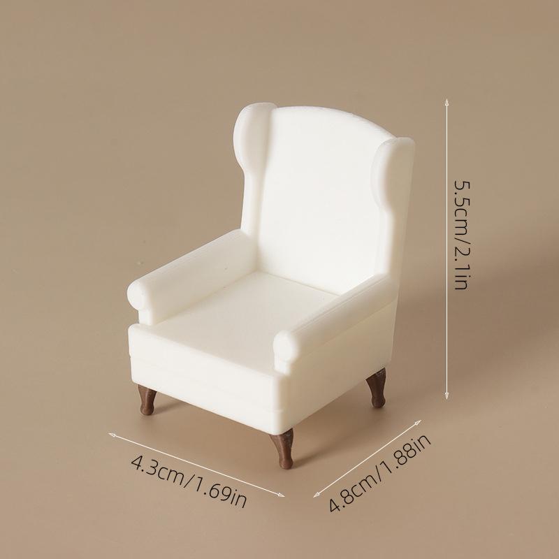 1/12 Dollhouse Mini White Sofa Model Dollhouse Simulation Furniture Decoration Dolls House Scene Ornament Pretend Play Toys