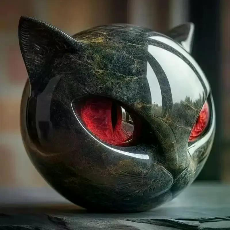 Figurina Escultura Gato Preto Halloween Textura Gato Pedra Resina Ornamento Estátua Gato Decoração Casa Escritório Estante Artesanato