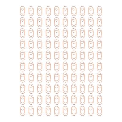 100pcs Paper Clips Portable Heart Shape Rustproof Electroplated Metal Paperclips Office Supplies Rose Gold