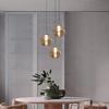 Lampe suspendue - NETTLIFE - 3 lampes verre ambre - Réglable en hauteur - Métal noir - Ø30 cm