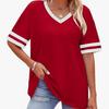 2026 Women's V-Neck Striped Color Block Loose Casual Sports Top