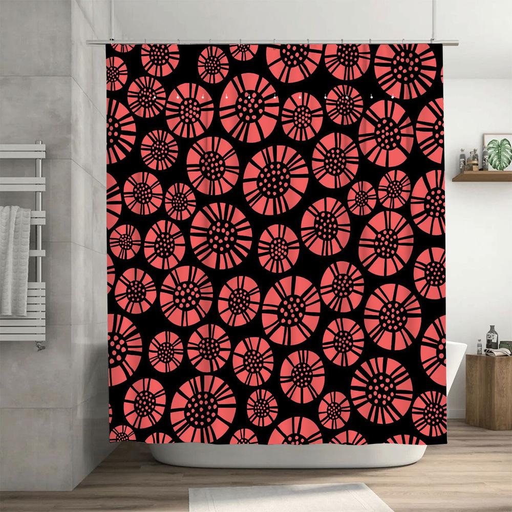 Black Coral Printed Bath Shower Curtain Waterproof Decorative Home Decoration 180X175Cm (6Ft X 5Ft)