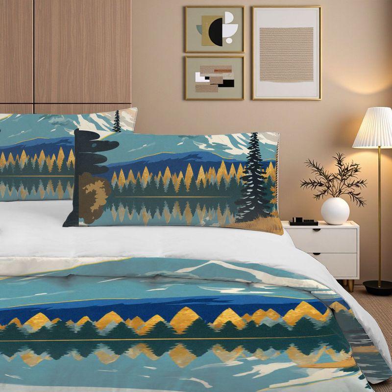 3-teiliges Bettwäsche-Set mit Kissenbezug und Bettbezug, Muster Naturlandschaft, 2D-Digitaldruck, Für Schlafzimmer, Hotel, Wohnheim-Dekoration