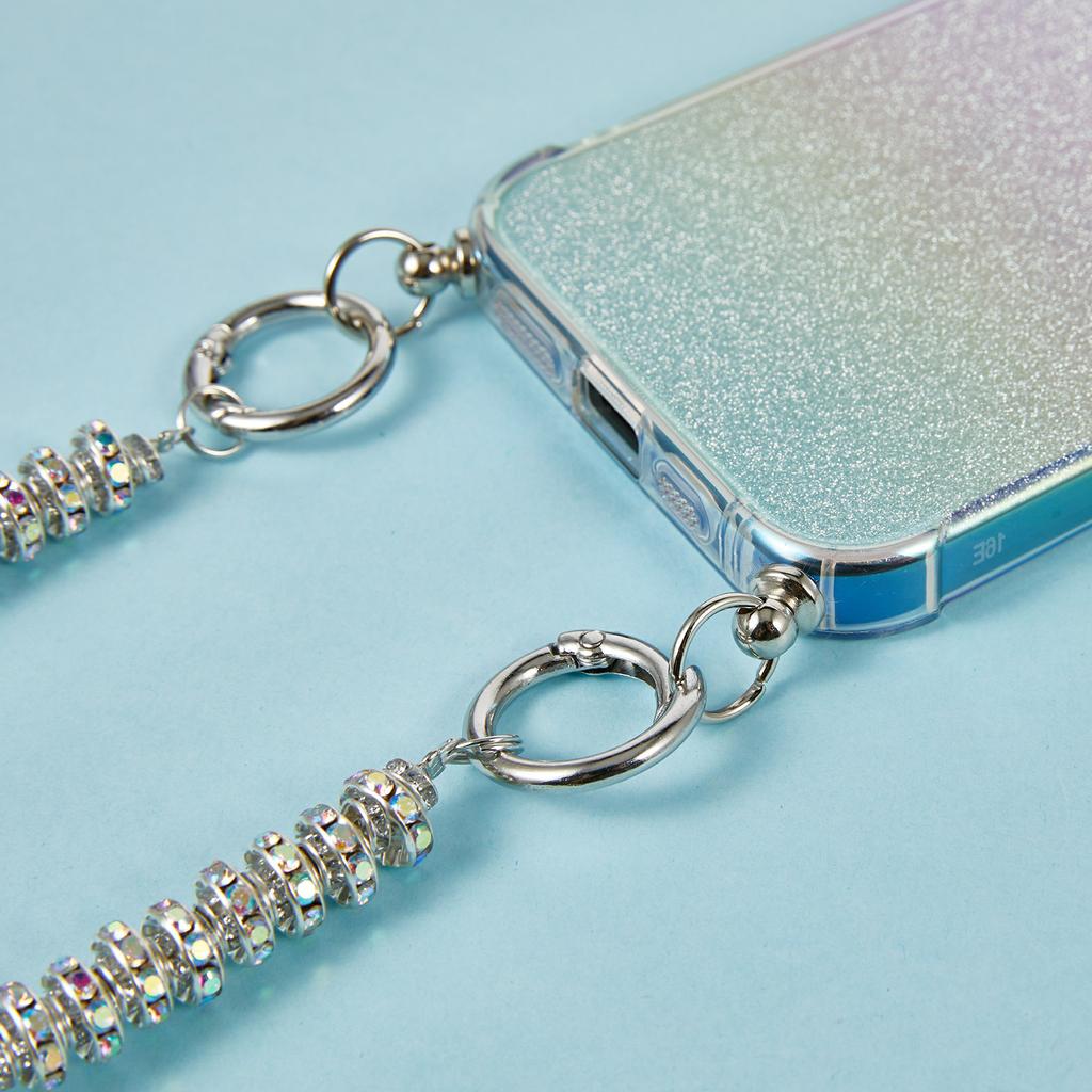 For iPhone 16e Case Gradient Glitter TPU Protective Phone Cover with Wrist Strap