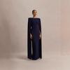 Women Coral Orange Round Neck Cape Sleeve Maxi Dress Plus Size Slim Fit Bodycon Elegant Formal Evening Prom Party Wedding Guest Gown