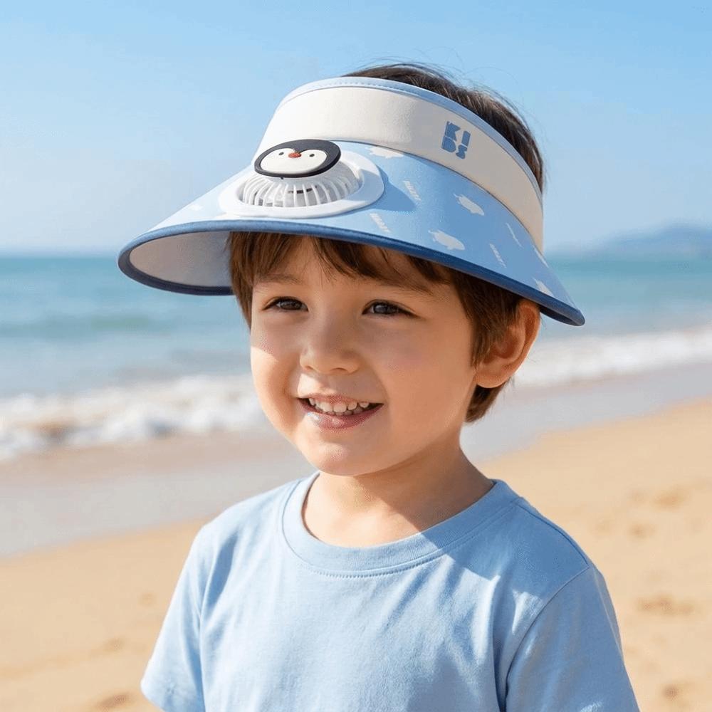 Cartoon Children Fan Hat Breathable Cooling Sunshade Hat Fashion Sunscreen Empty Top Hat Camping