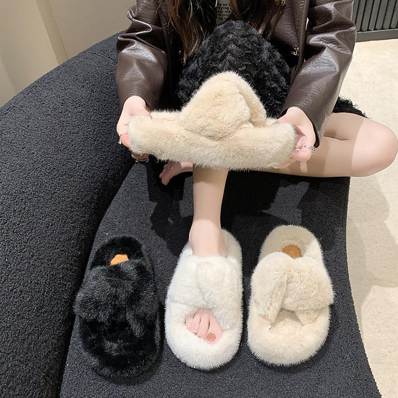 Internet celebrity Mao Mao slippers women's autumn and winter 2025 new outer wear fashionable versatile thick bottom comfortable cross cotton drag