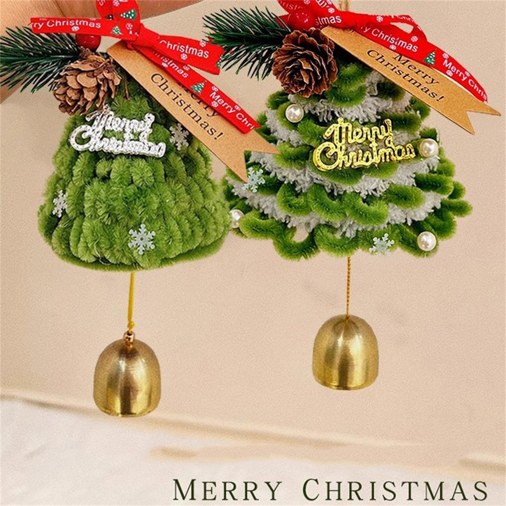 Handmade Christmas Tree, Creative Christmas Car Rearview Mirror Decoration Christmas Tree, Hand Woven Christmas Tree Decoration