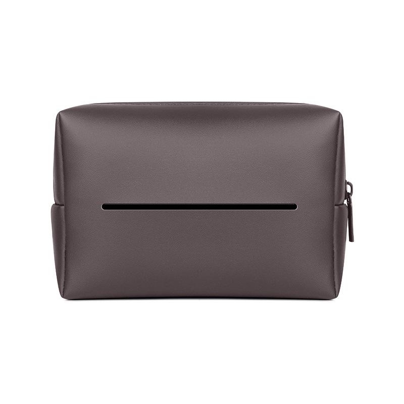 Ajustable PU Leather Car Armrest Tissue Box Backseat Tissue Case Holder Zipper Easy to Access and Installation Car