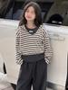 2026 Autumn Girls' Three-Piece Set: Striped Hoodie & Wide-Leg Pants for Middle and Older Children, Early Autumn Fashion