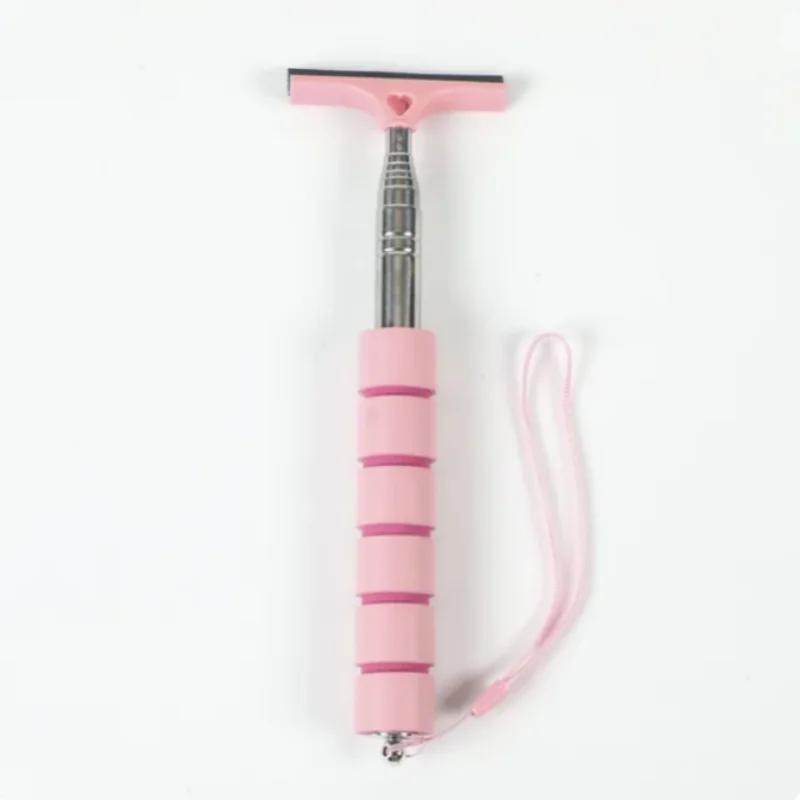 Telescopic Stainless Steel Car Rearview Mirror Wiper with Retractable Brush Head