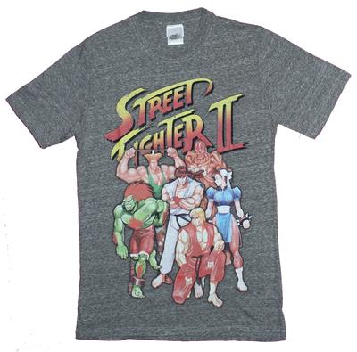 Street Fighter II Adult New T-shirt Classic 6 Character Cast Under Logo