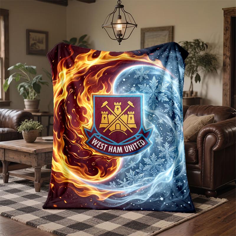 West Ham United Football Print Flannel Blanket Soft Warm Sofa Bed Throw Blanket For Home Office Bedroom