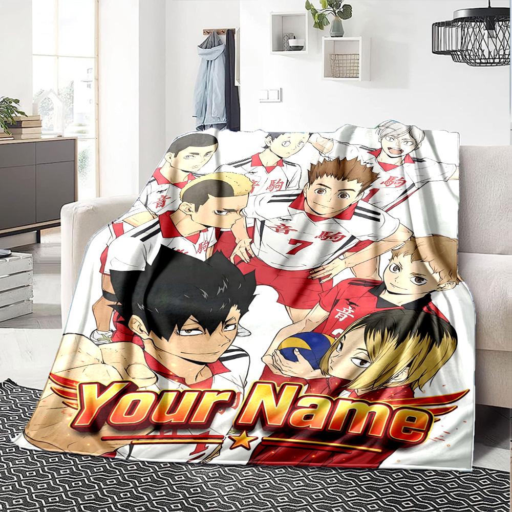 1pc Kuroo Tetsurou Blanket with Custom Name, Gift, for Men and Women, Soft Blanket, Good for Sofa Bed Couch Travel, Lightweight Flannel Blanket