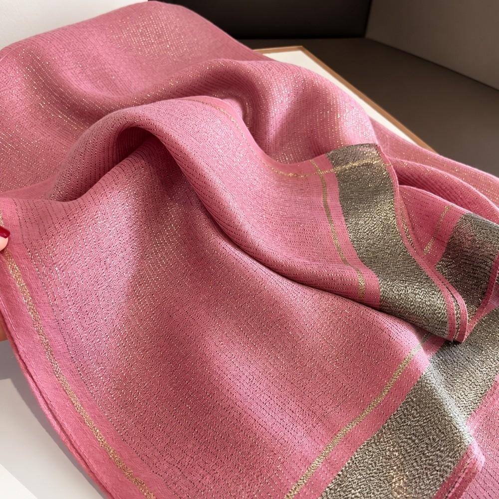 Breathable Imitation Silk Scarf Large Size Soft Silky Scarf Fashion Border Shawl Autumn Winter