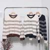 Korean Style Retro Color Block Striped Cardigan Sweater - Thickened Autumn/Winter Outerwear Women