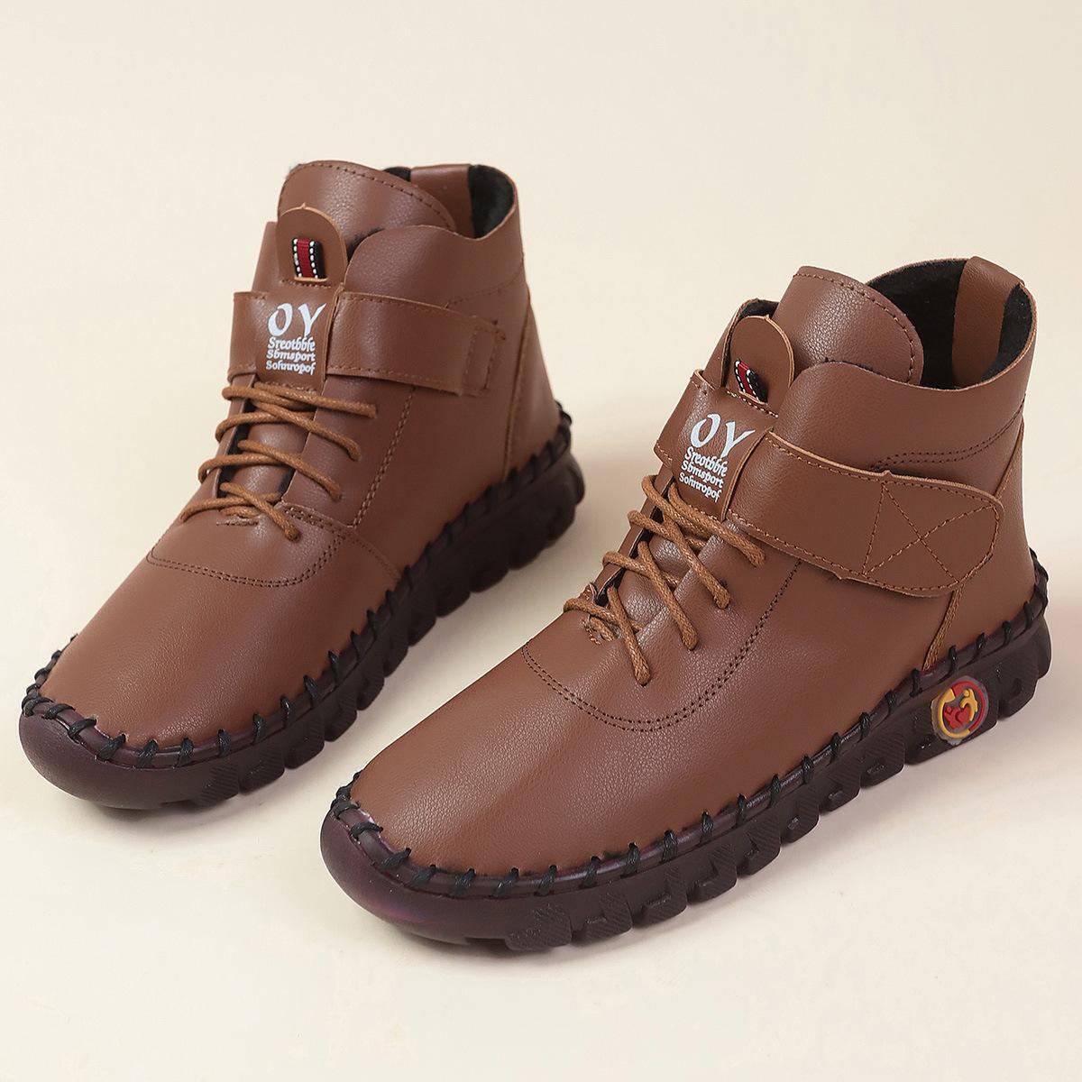Autumn and winter new large-size women s casual women s boots are fashionable and versatile, simple and generous 43 коричневый