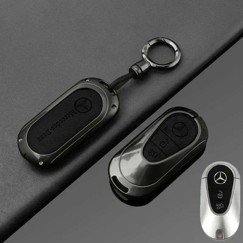 AXX2   Leather Car Key Case Cover Shell Holder Bag For Mercedes Benz 2022 C S Class W206 W223 S350 C260 C300 S400 S450 S500 Accessories