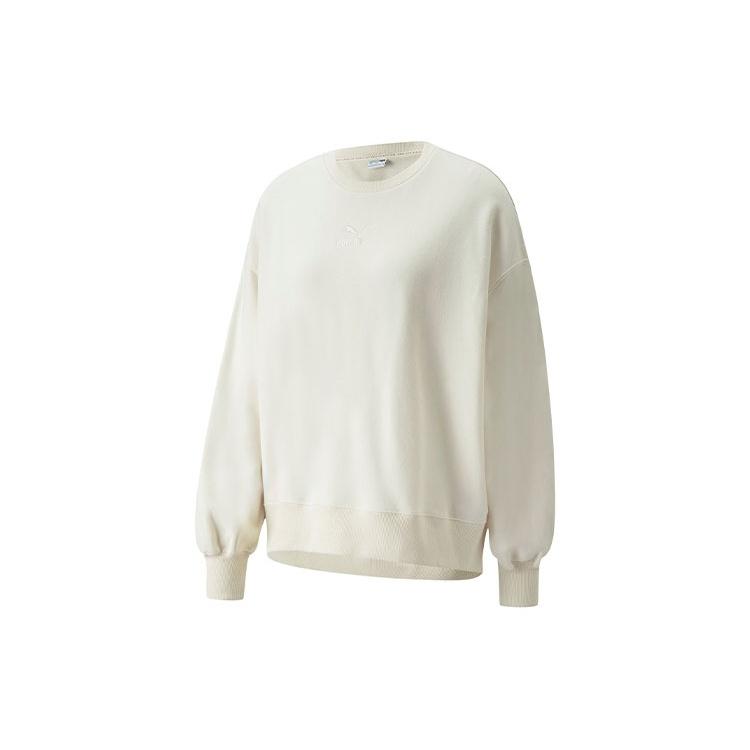 (WMNS) PUMA Logo Embroidery Round-neck SweatshirtBeige Women s 535327-99 XL