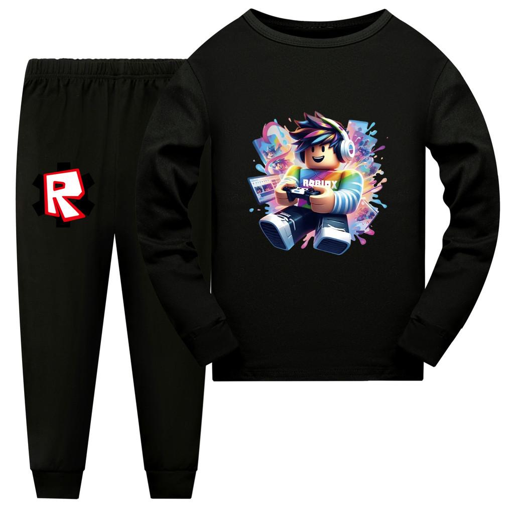 5529 Kids Boys Girls Game Cartoon Print Long Sleeves T-shirt Pants Pajamas Sleepwear Sleeping Sets