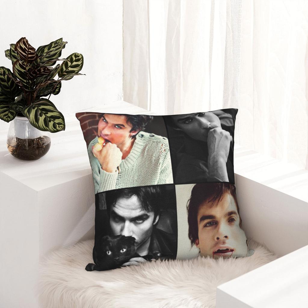 Damon Salvatore The Vampire Diaries Pillowcase Soft Polyester Cushion Cover Decorations Ian Somerhalder Throw Pillow Case Cover