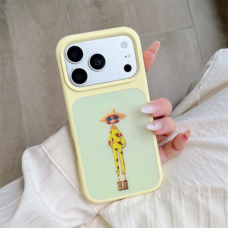 

Liquid Magnetic Frosted Case for iPhone 17 Pro Max - Cartoon Girl Design, Skin Feel, Large Hole Protection, Fits 15/16. 16 Pro Max