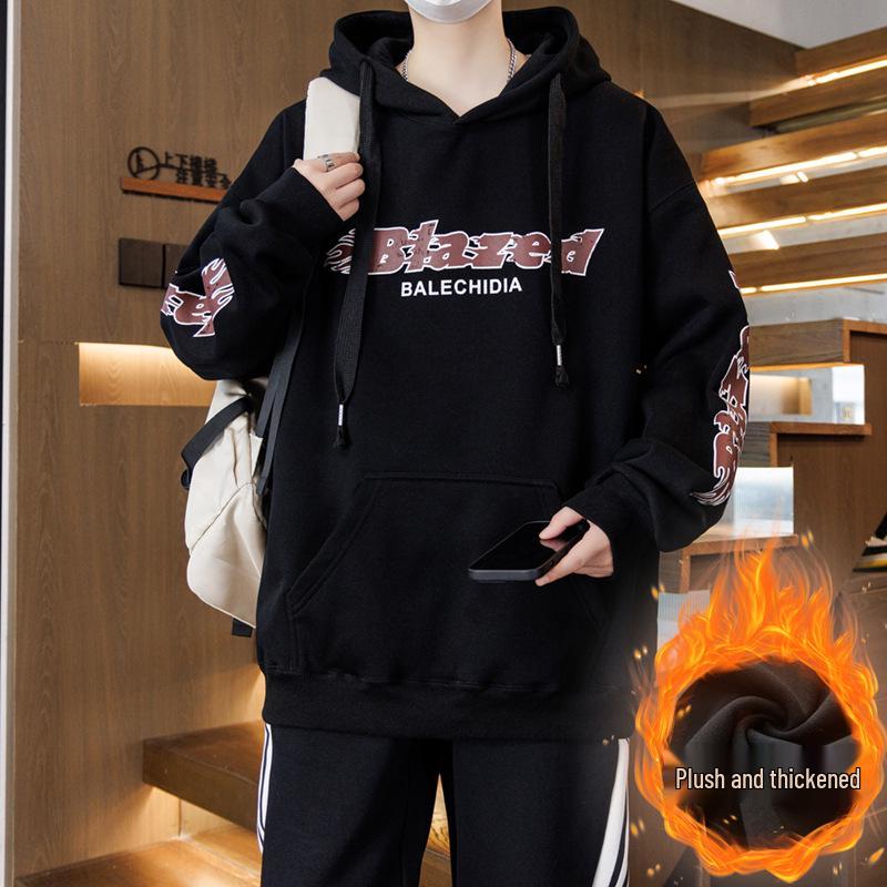 Autumn/Winter Teen Hoodie for Boys, Ages 12-16, Plus Velvet, Thick and Warm